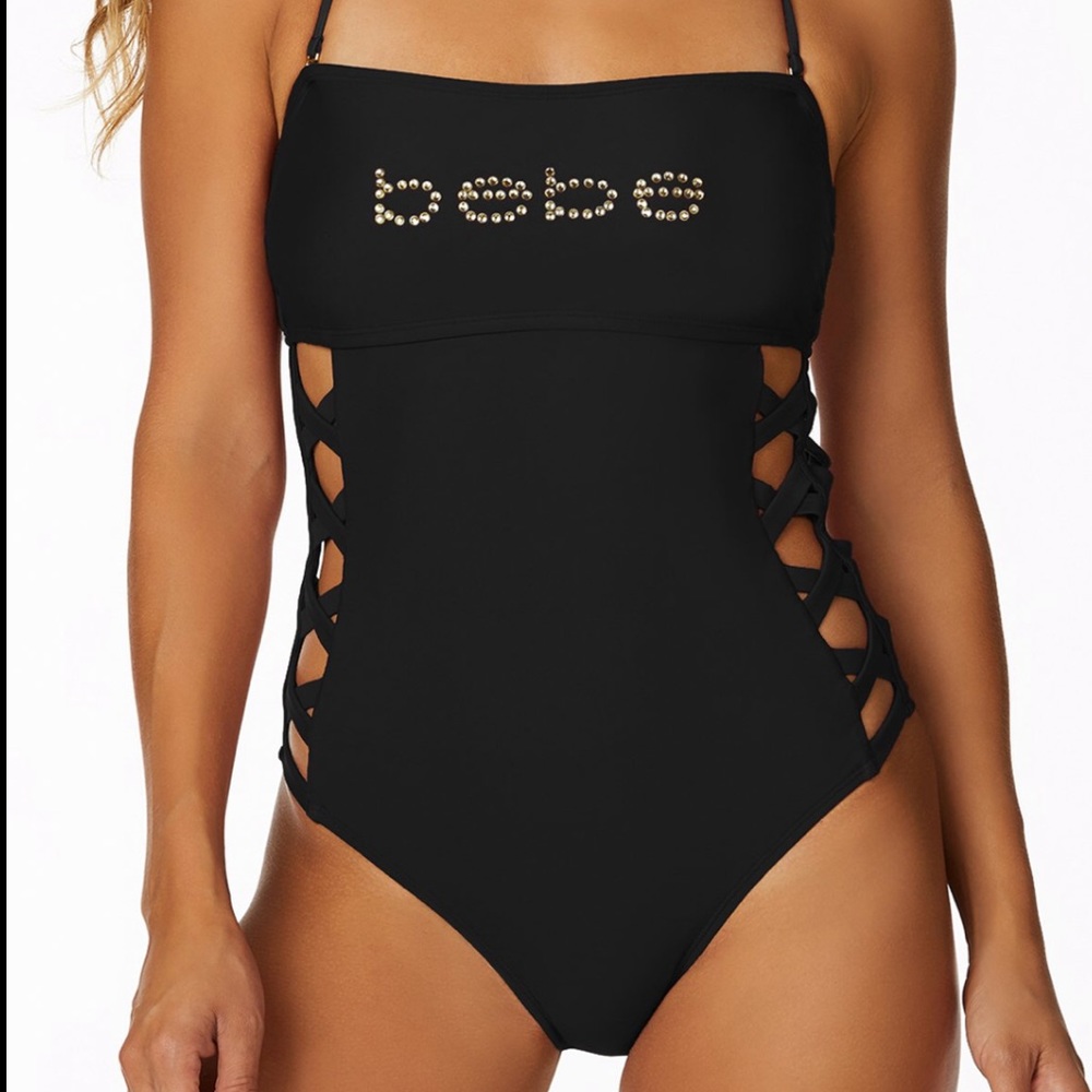 Bebe strapless bodysuit swimsuit